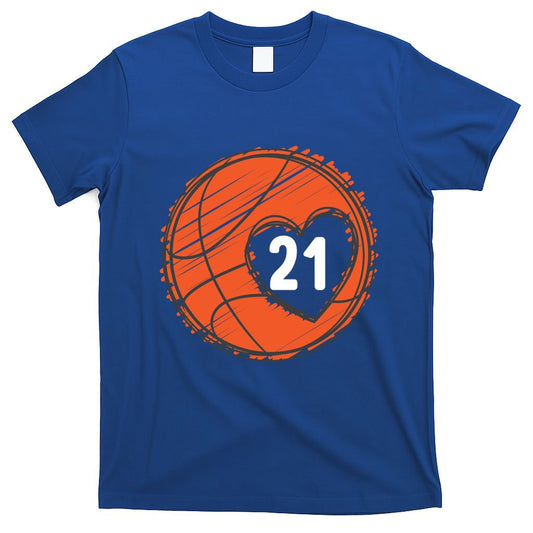 #21 Number 21 Basketball Graphic Saying Ball Bball Cute Gift T-Shirt