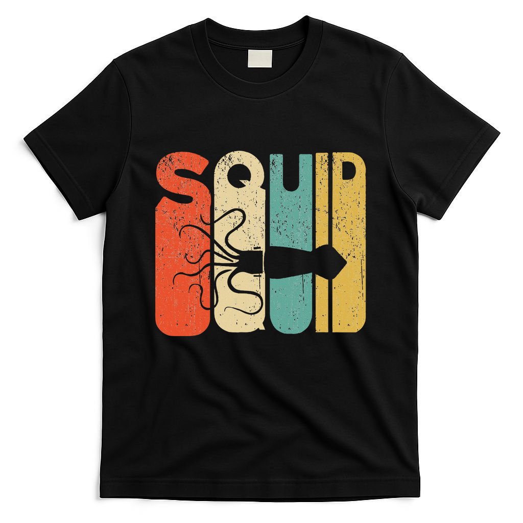 Vintage Style Squid Silhouette Funny Squid T-Shirt Style001